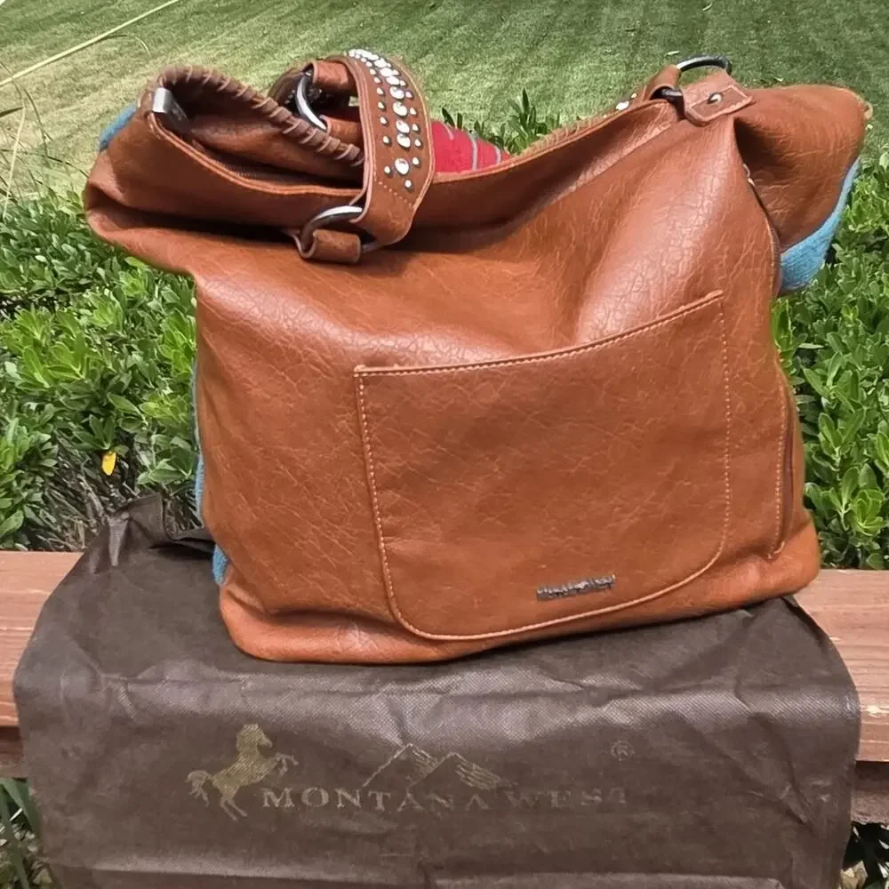 Montana West Southwestern Tapestry Tote Rhinestone Western Shoulder Bag